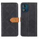 For Motorola Moto E13 4G 2023 European Floral Embossed Flip Leather Phone Case(Black) - 1