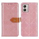 For Motorola Moto G53 5G European Floral Embossed Flip Leather Phone Case(Pink) - 1