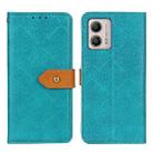 For Motorola Moto G53 5G European Floral Embossed Flip Leather Phone Case(Blue) - 1