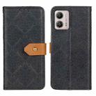 For Motorola Moto G53 5G European Floral Embossed Flip Leather Phone Case(Black) - 1
