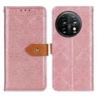 For OnePlus 11 5G European Floral Embossed Flip Leather Phone Case(Pink) - 1