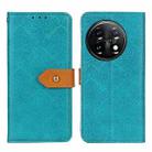 For OnePlus 11 5G European Floral Embossed Flip Leather Phone Case(Blue) - 1