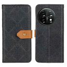 For OnePlus 11 5G European Floral Embossed Flip Leather Phone Case(Black) - 1