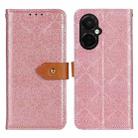 For OnePlus Nord CE 3 Lite European Floral Embossed Flip Leather Phone Case(Pink) - 1