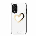 For OPPO A17 Colorful Painted Glass Phone Case(Golden Love) - 1