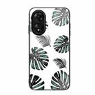 For OPPO A17 Colorful Painted Glass Phone Case(Banana Leaf) - 1