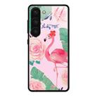 For Samsung Galaxy S23 5G Colorful Painted Glass Phone Case(Flamingo) - 1