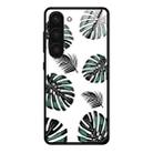 For Samsung Galaxy S23 5G Colorful Painted Glass Phone Case(Banana Leaf) - 1