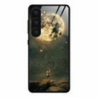 For Samsung Galaxy S23 5G Colorful Painted Glass Phone Case(Moon) - 1