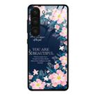 For Samsung Galaxy S23+ 5G Colorful Painted Glass Phone Case(Flower) - 1