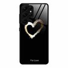 For Samsung Galaxy S23 Ultra 5G Colorful Painted Glass Phone Case(Black Love) - 1