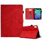 For iPad mini 6 Rhombus Embossed Leather Smart Tablet Case(Red) - 1