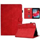 For iPad 9.7 2017 / 2018 / Air / Air 2 Rhombus Embossed Leather Smart Tablet Case(Red) - 1