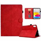 For iPad 10th Gen 10.9 2022 Rhombus Embossed Leather Smart Tablet Case(Red) - 1