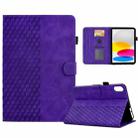 For iPad 10th Gen 10.9 2022 Rhombus Embossed Leather Smart Tablet Case(Purple) - 1