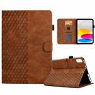 For iPad 10th Gen 10.9 2022 Rhombus Embossed Leather Smart Tablet Case(Brown) - 1