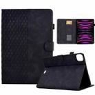 For iPad Pro 11 2018 / 2020 / 2021 Rhombus Embossed Leather Smart Tablet Case(Black) - 1