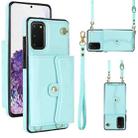 For Samsung Galaxy S20 RFID Card Slot Leather Phone Case with Long Lanyard(Mint Green) - 1