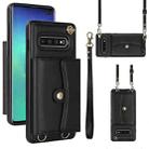 For Samsung Galaxy S10 RFID Card Slot Leather Phone Case with Long Lanyard(Black) - 1