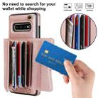 For Samsung Galaxy S10+ RFID Card Slot Leather Phone Case with Long Lanyard(Rose Gold) - 2