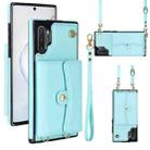 For Samsung Galaxy Note10+ RFID Card Slot Leather Phone Case with Long Lanyard(Mint Green) - 1