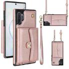 For Samsung Galaxy Note10+ RFID Card Slot Leather Phone Case with Long Lanyard(Rose Gold) - 1