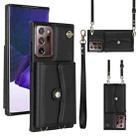 For Samsung Galaxy Note20 Ultra RFID Card Slot Leather Phone Case with Long Lanyard(Black) - 1