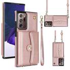For Samsung Galaxy Note20 Ultra RFID Card Slot Leather Phone Case with Long Lanyard(Rose Gold) - 1