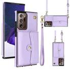 For Samsung Galaxy Note20 Ultra RFID Card Slot Leather Phone Case with Long Lanyard(Purple) - 1