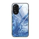 For OPPO A17 Marble Pattern Glass Phone Case(Blue Ocean) - 1