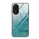For OPPO A17 Marble Pattern Glass Phone Case(Green Ocean) - 1