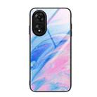 For OPPO A17 Marble Pattern Glass Phone Case(Pink) - 1