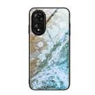 For OPPO A17 Marble Pattern Glass Phone Case(Beach) - 1