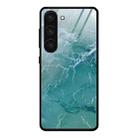 For Samsung Galaxy S23 5G Marble Pattern Glass Phone Case(Green Ocean) - 1