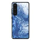 For Samsung Galaxy S23+ 5G Marble Pattern Glass Phone Case(Blue Ocean) - 1