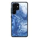 For Samsung Galaxy S23 Ultra 5G Marble Pattern Glass Phone Case(Blue Ocean) - 1