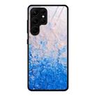 For Samsung Galaxy S23 Ultra 5G Marble Pattern Glass Phone Case(Ocean Waves) - 1