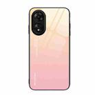 For OPPO A17 Gradient Color Glass Phone Case(Yellow Pink) - 1