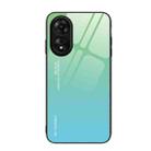 For OPPO A17 Gradient Color Glass Phone Case(Green Cyan) - 1