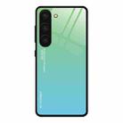 For Samsung Galaxy S23 5G Gradient Color Glass Phone Case(Green Cyan) - 1