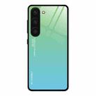 For Samsung Galaxy S23+ 5G Gradient Color Glass Phone Case(Green Cyan) - 1