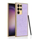 For Samsung Galaxy S23 Ultra 5G GKK Crocodile Texture Electroplating PU Protective Phone Case(Purple) - 1