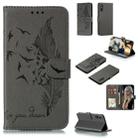 For Huawei Enjoy 10e Litchi Texture Feather Embossing Pattern Horizontal Flip Leather Case with Holder & Card Slots & Wallet & Photo Frame & Lanyard(Grey) - 1