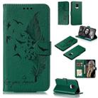 For Xiaomi Redmi Note 9 Pro Litchi Texture Feather Embossing Pattern Horizontal Flip Leather Case with Holder & Card Slots & Wallet & Photo Frame & Lanyard(Green) - 1