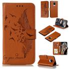 For Xiaomi Redmi Note 9 Pro Litchi Texture Feather Embossing Pattern Horizontal Flip Leather Case with Holder & Card Slots & Wallet & Photo Frame & Lanyard(Brown) - 1