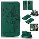 For Huawei Nova 7 Litchi Texture Feather Embossing Pattern Horizontal Flip Leather Case with Holder & Card Slots & Wallet & Photo Frame & Lanyard(Green) - 1