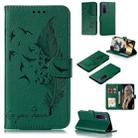 For Huawei Nova 7 Pro Litchi Texture Feather Embossing Pattern Horizontal Flip Leather Case with Holder & Card Slots & Wallet & Photo Frame & Lanyard(Green) - 1