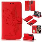For Huawei Nova 7 SE Litchi Texture Feather Embossing Pattern Horizontal Flip Leather Case with Holder & Card Slots & Wallet & Photo Frame & Lanyard(Red) - 1