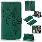 For Huawei Nova 7 SE Litchi Texture Feather Embossing Pattern Horizontal Flip Leather Case with Holder & Card Slots & Wallet & Photo Frame & Lanyard(Green) - 1