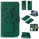 For Huawei P40 Pro+ Litchi Texture Feather Embossing Pattern Horizontal Flip Leather Case with Holder & Card Slots & Wallet & Photo Frame & Lanyard(Green) - 1